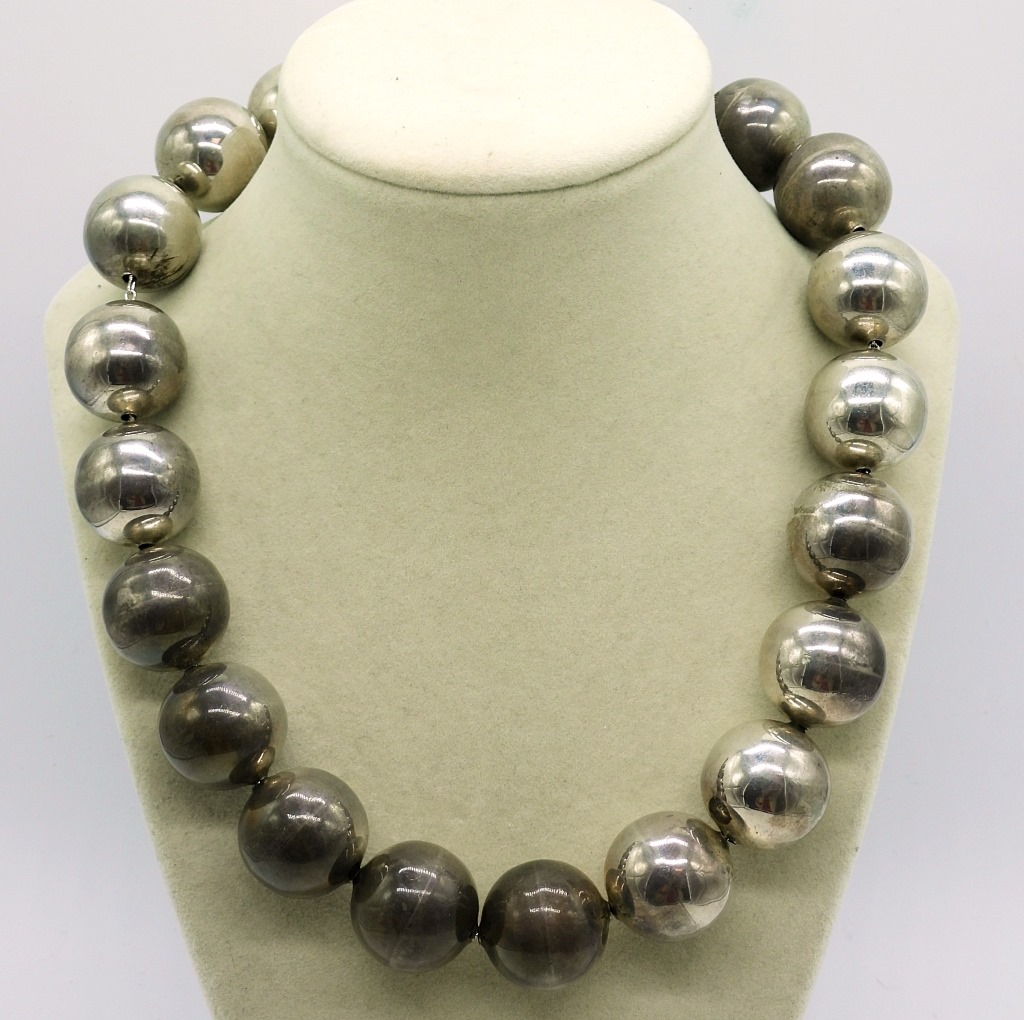 Lot #179 Chunky Sterling Ball Necklace-Vintage
