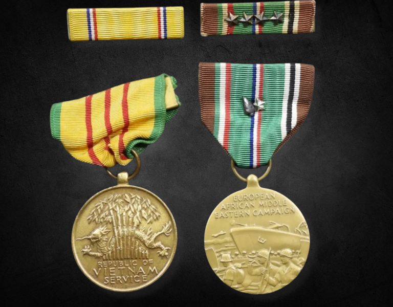 war medals yellow and green