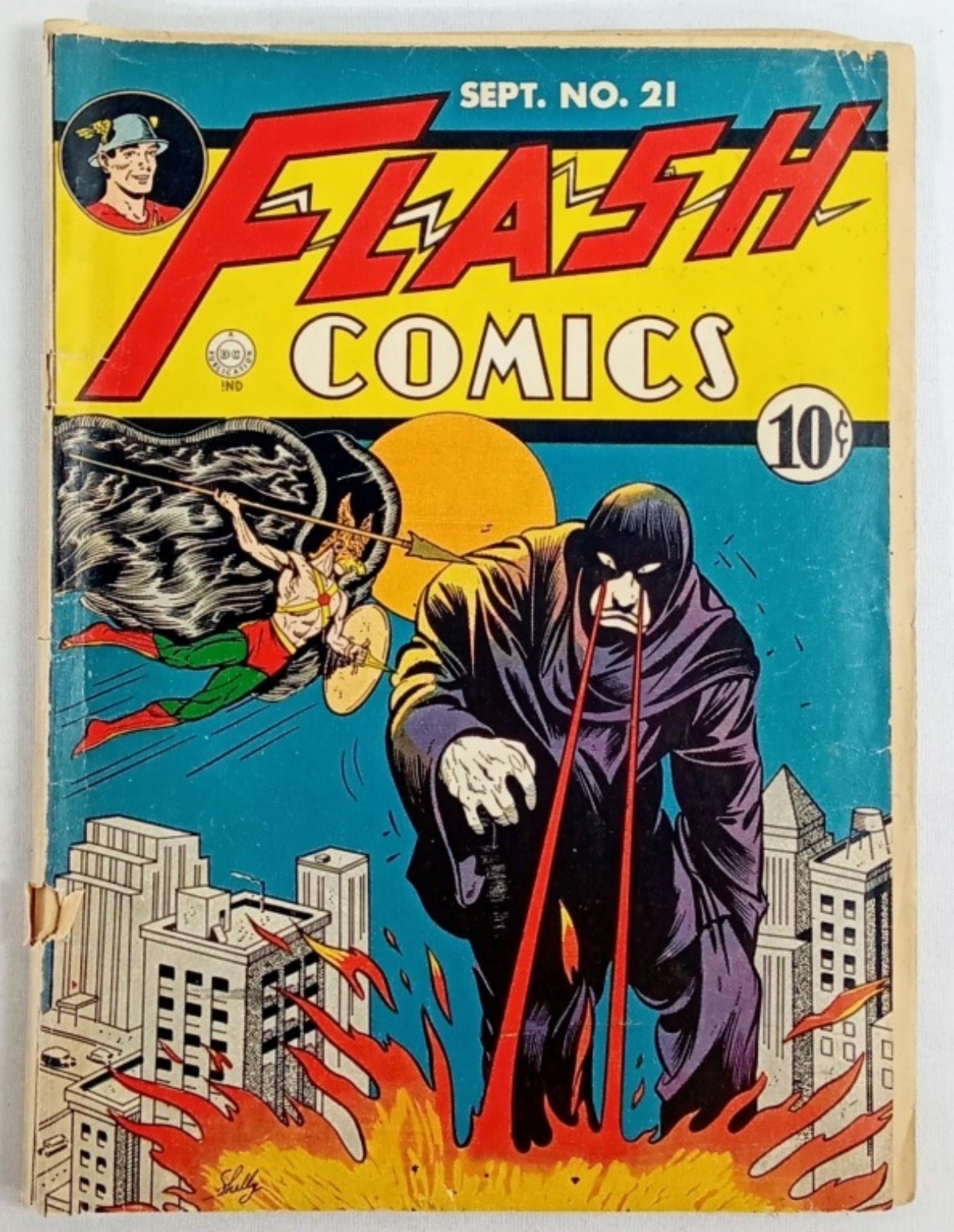 Flash Comics No. 21 cover featuring vintage superhero artwork, part of our Comic Book Auction Summer Blitz.