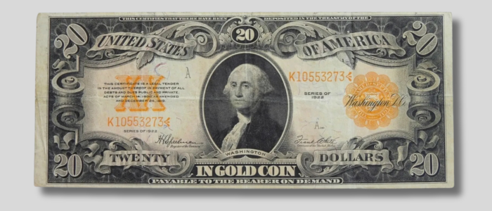 paper currency in gold coin