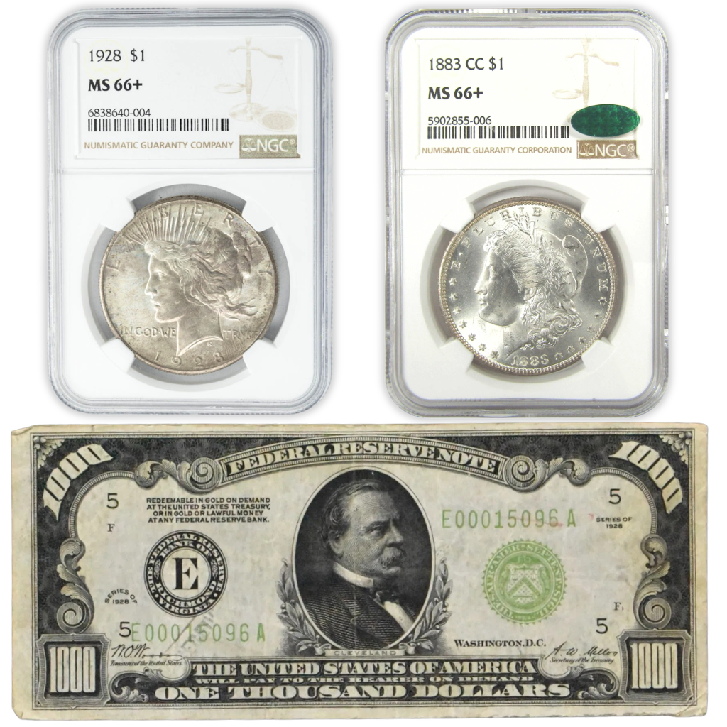 1893 Morgan Dollar Peace Dollar $1000 Bill